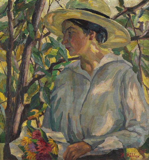 Hermann Mühlen - Frauenporträt mit Hut