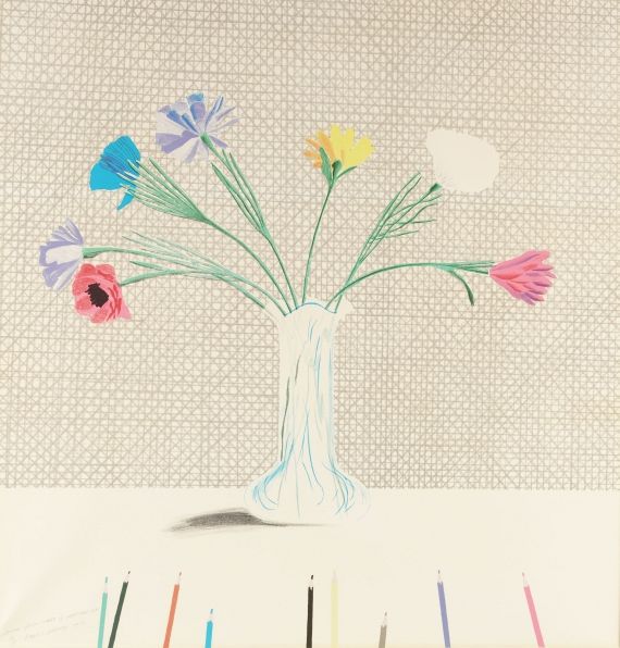 David Hockney - Coloured flowers made of paper and ink