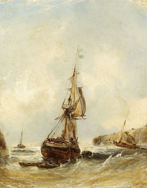Eugène Isabey - Zugeschrieben - Segelschiffe vor der Küste