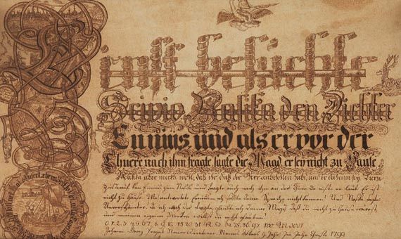 Schreibmeister - Calligrafisches Blatt. 1790.