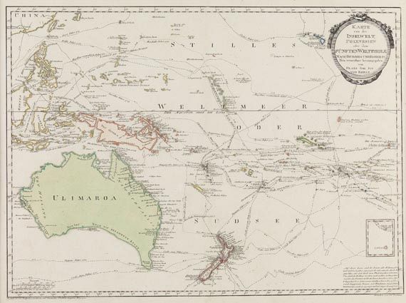 Australien - Karte von der Inselwelt, Polynesien oder dem fünften Welttheile.