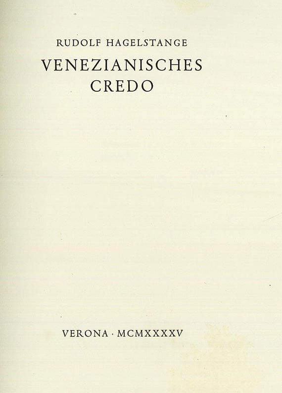 Rudolf Hagelstange - Hagelstange, R.,Venezianisches Credo. 1945.