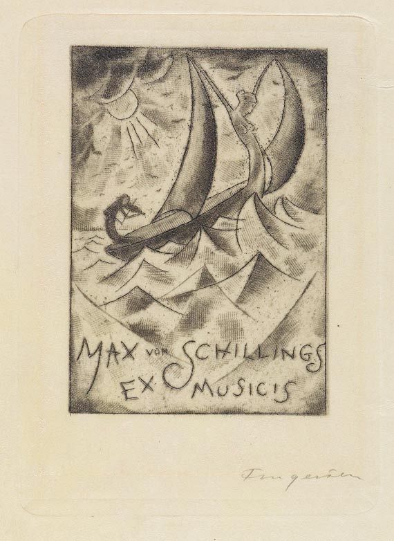 Michel Fingesten - Exlibris., Ex. auf Pergament, 1921. - 