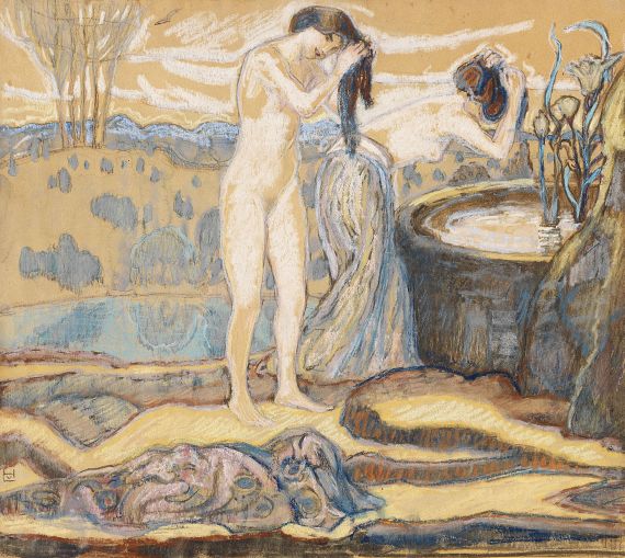 Ludwig von Hofmann - Zwei Frauen an einem Brunnen