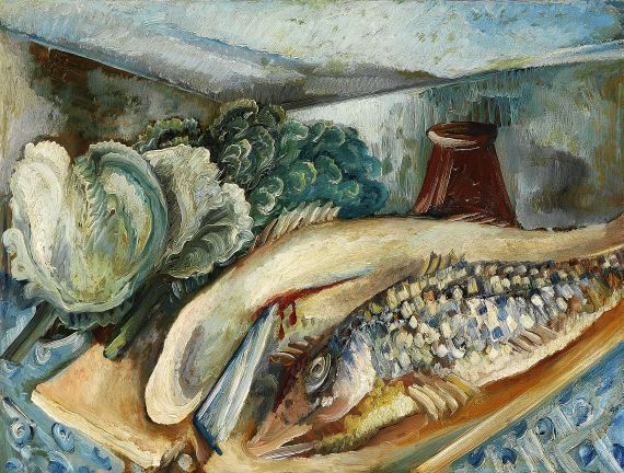 Paul Kleinschmidt - Stillleben mit Fischen und Kohl