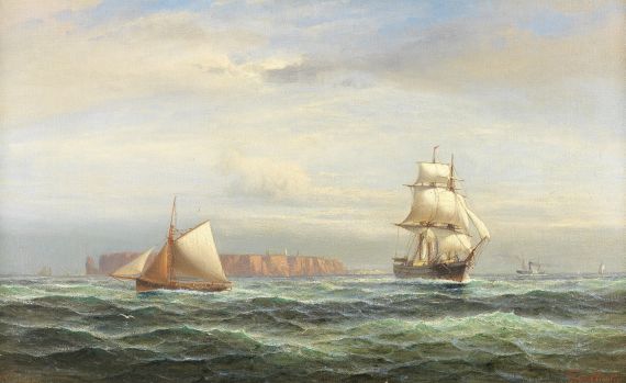 Franz Hünten - Brigg und Segelkutter vor Helgoland