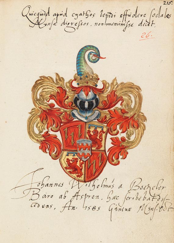  Album amicorum - Stammbuch des Johann Speimann. 1585. - 