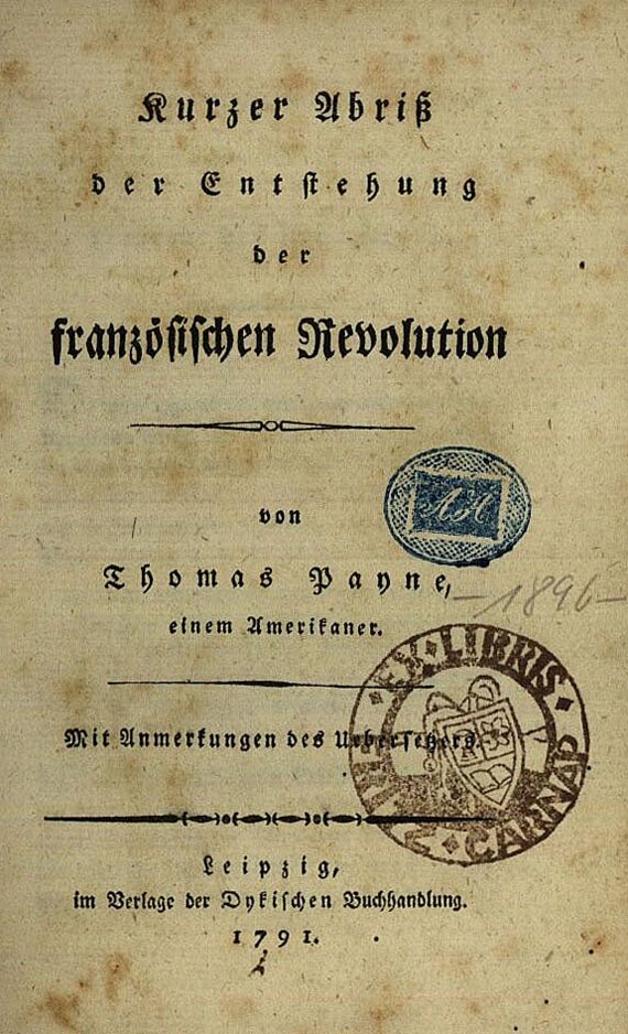 Thomas Paine - Kurzer Abriß der französischen Revolution, 1791