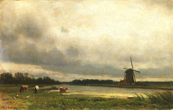 Julius Jacobus van de Sande Bakhuyzen - Holländische Landschaft