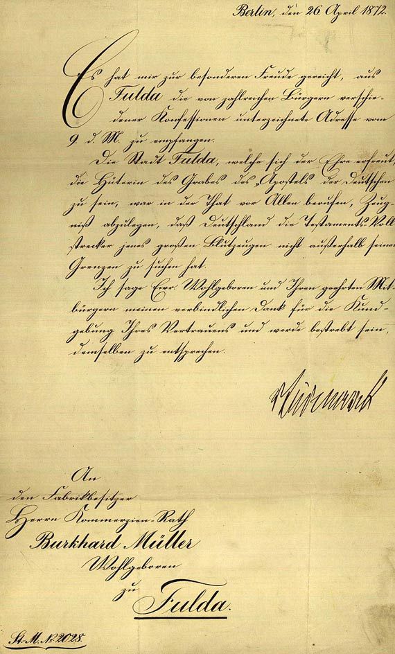 Otto Fürst von Bismarck - Brief m. U. (19) - 