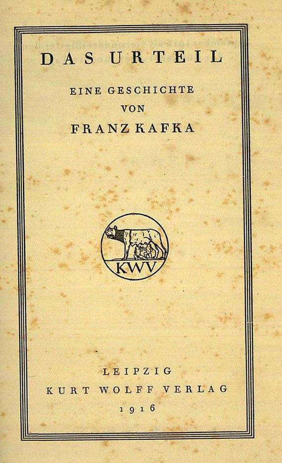 Franz Kafka - Das Urteil, dabei: Der Heizer 2 Bde. 1916
