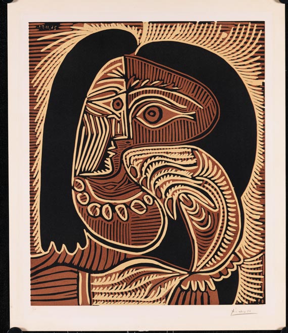Pablo Picasso - Portrait de Jacqueline accoudé, au collier - 