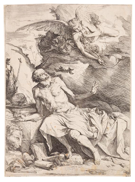 Jusepe de Ribera gen. Lo Spagnoletto - Der Heilige Hieronymus vernimmt die Klänge des Jüngsten Gerichts