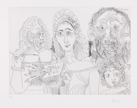 Pablo Picasso - Peintre avec couple et enfant