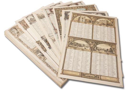 Kalender - 1 Kassette Frankfurter Kalender, Jahrgang 1723-1880.