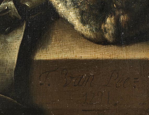 Theodor van Pee - Jäger mit Falke - Signature