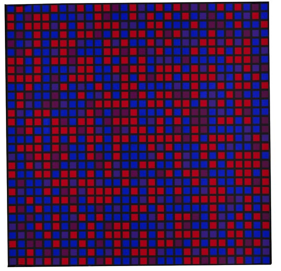 François Morellet - Composition bleu et rouge