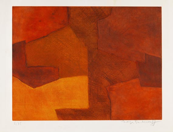 Serge Poliakoff - Composition orange et rouge