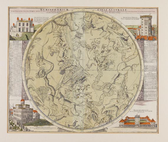 Himmelskarte - Hemisphaerium coeli australe. Um 1725.