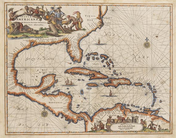Amerika - 3 Bll. Karten von Mittel- und Südamerika. 1673