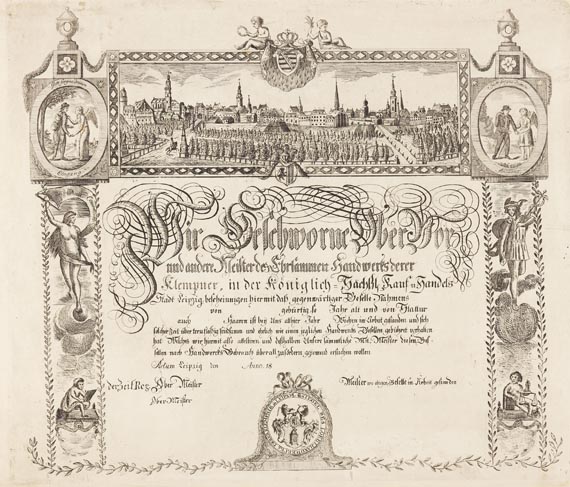 Handwerkskundschaft - 1 Bl. Handwerkskundschaft Leipzig. ca. 1810