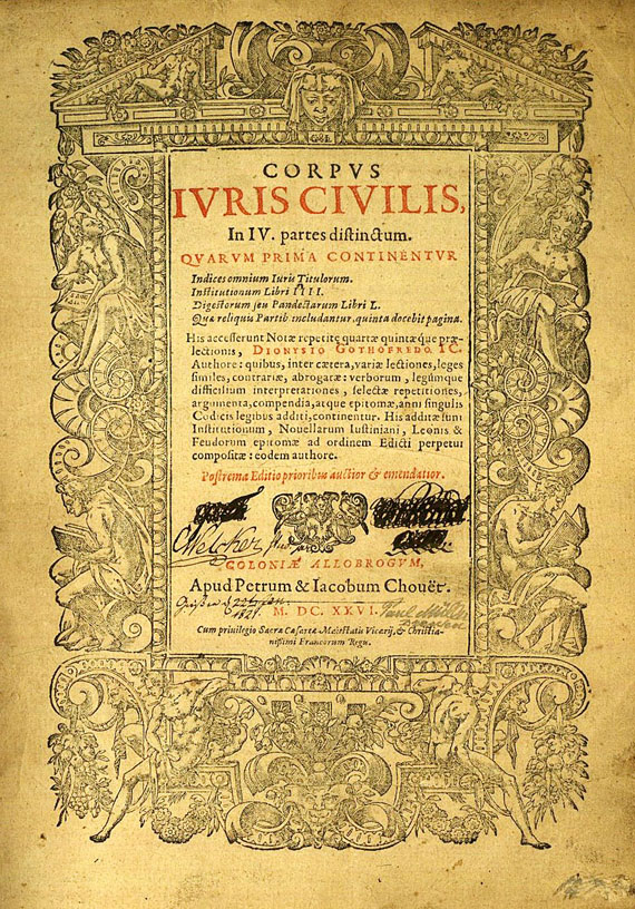 Dionysios Gothofredus - Corpus iuris civilis. 1626