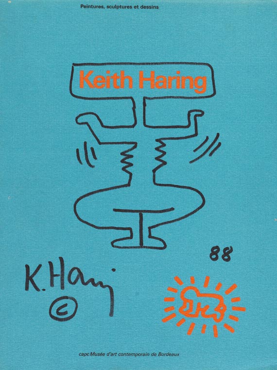 Keith Haring - Peintures, scultpures et dessins / 1988. Signiert bzw. mit Orig.Zeichnung. 2 Werke. 1986-88.