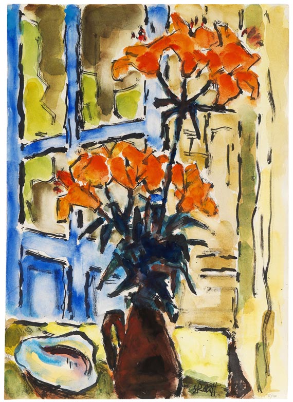 Karl Schmidt-Rottluff - Blumenstillleben auf dem Balkon