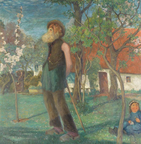Heinrich Nauen - Alter Mann und junges Mädchen im Garten