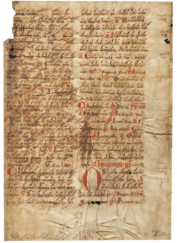 Manuskripte Neumen 13. Jh. - 1 Bl. latein. Pgt.-Handschrift mit Neumen, ca. 12./13. Jh.