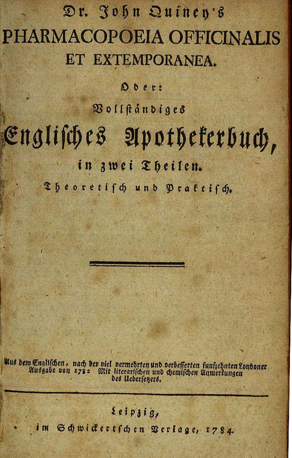 Pharmakopöen - Quincy, J., Pharmacopoeia Officinalis 1784.
