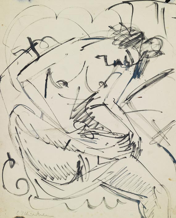 Ernst Ludwig Kirchner - Fußwaschender weiblicher Akt (Akt bei der Pediküre)