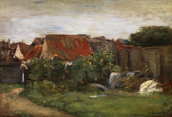 Max Liebermann - Dorfhäuser mit Sonnenblumen