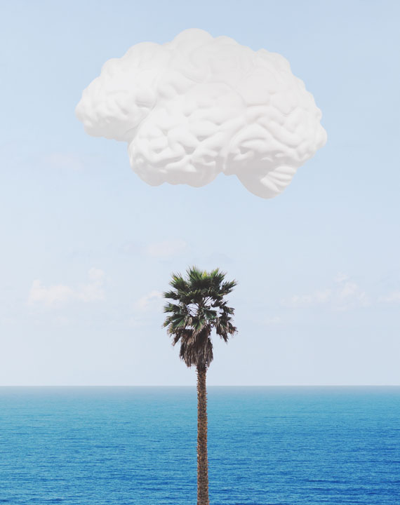 John Baldessari - Brain/Cloud (with seascape and palm tree)