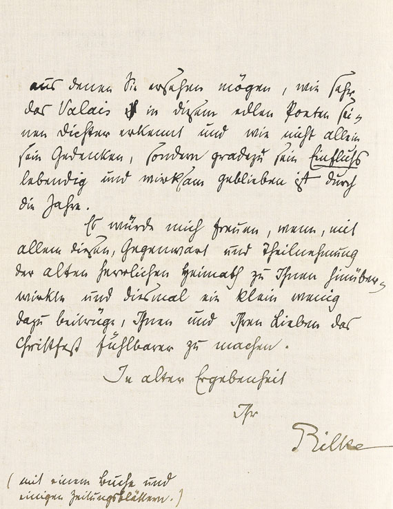 Rainer Maria Rilke - Eigh. Brief mit Umschlag und Karte. 3 Tle. 1918-21.