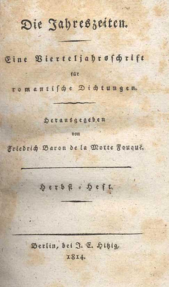 Friedrich de la Motte Fouqué - Die Jahreszeiten. 2 Bde. 1814.