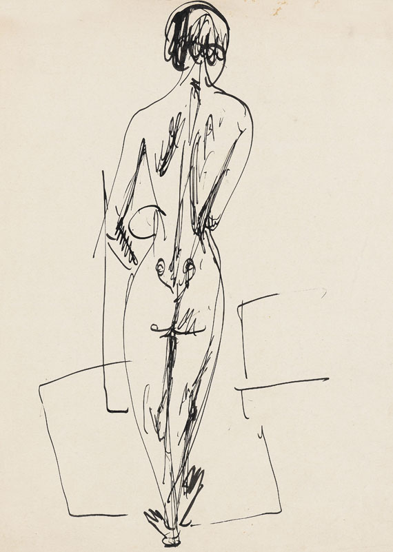 Ernst Ludwig Kirchner - Stehender weiblicher Rückenakt