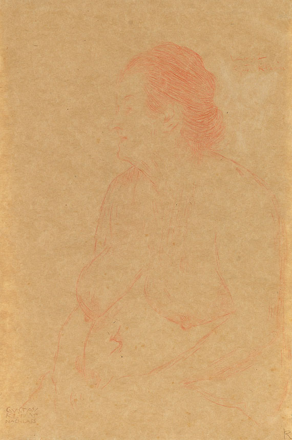 Gustav Klimt - Sitzende dicke Frau nach links