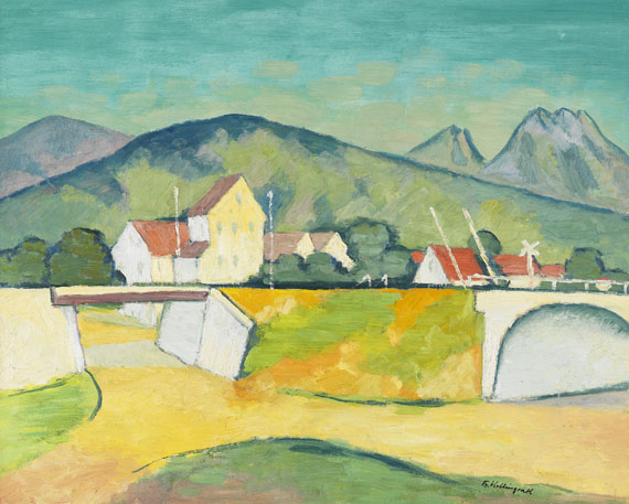 Berthold Hellingrath - Landschaft mit Eisenbahnbrücke