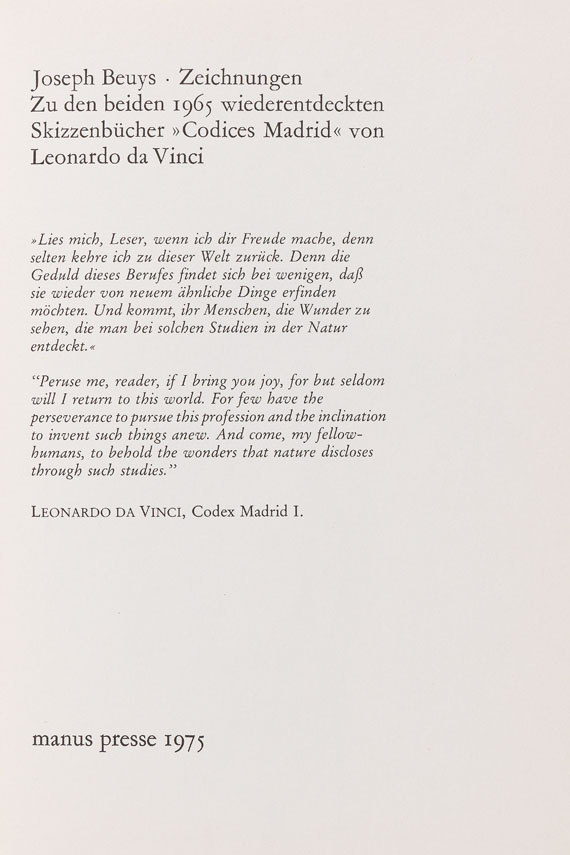Joseph Beuys - Zeichnungen zu "Codices Madrid" von Leonardo da Vinci
