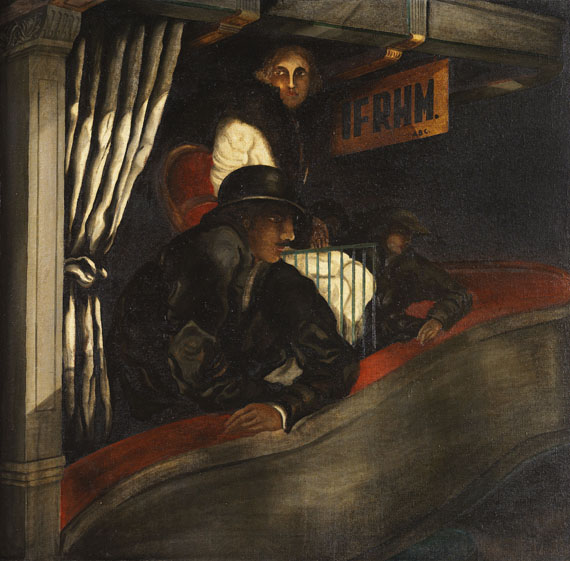 Franz Radziwill - Zwei Männer und eine Frau in einer Loge. Verso: Dangast vom Meere aus