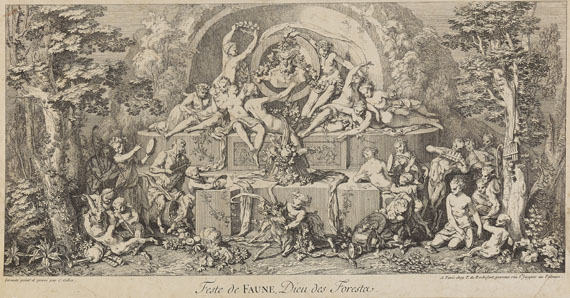 Claude Gillot - 4 Blätter: Les Quatre Festes - Feste de Diane, Feste de Bacchus, Feste de Faune, Feste du Dieu Pan - 