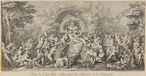 Claude Gillot - 4 Blätter: Les Quatre Festes - Feste de Diane, Feste de Bacchus, Feste de Faune, Feste du Dieu Pan