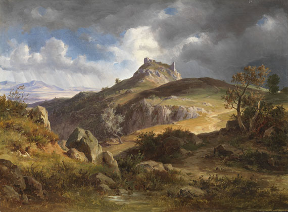Friedrich Preller d. J. - Blick auf die Burgruine von Canossa