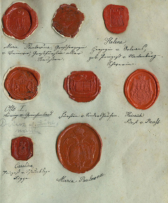 Heraldik - Sammlung von Siegelabdrücken. Album, um 1850.
