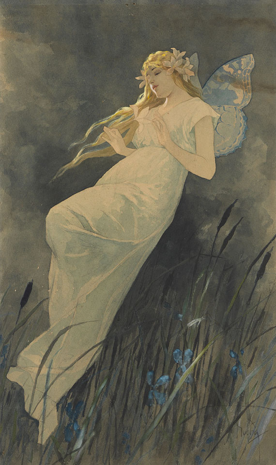 Alphonse Mucha - Elfe mit Irisblüten