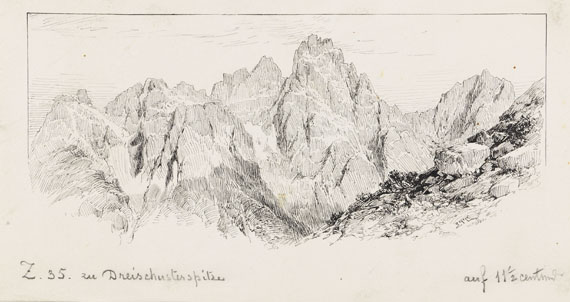 Edward Theodore Compton - 2 Bll.: Berghof. Panorama der Dreischusterspitze - 