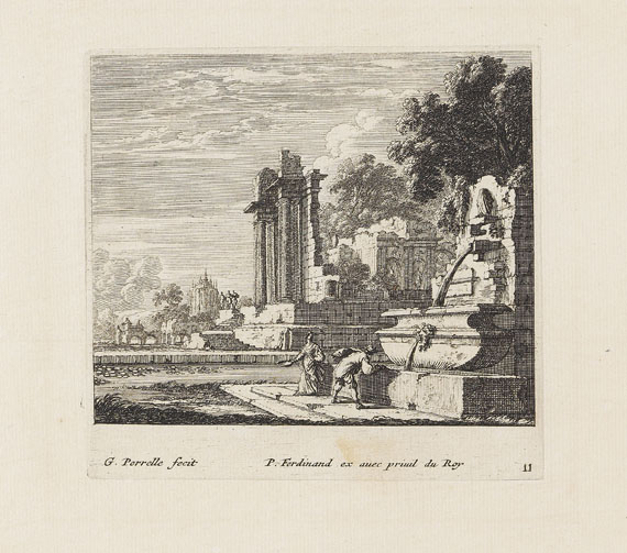 Gabriel Perelle - 12 Bll.: Arkadische Landschaften mit antiken Ruinen und Figurenstaffage - 
