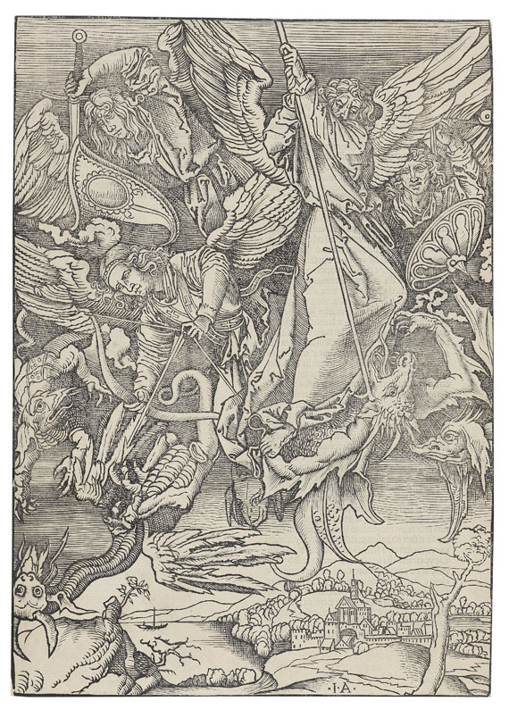 Giovanni Andrea Vavassore - Michaels Kampf mit dem Engel (nach Dürer)