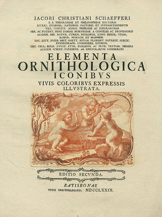 Jacob Christian Schaeffer - Elementa Ornithologica. Text und Mappe 1779.
